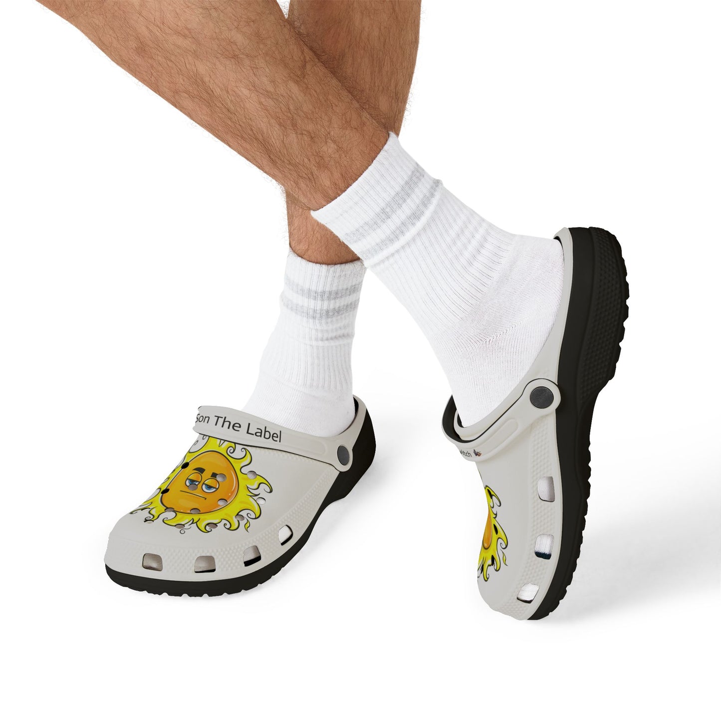 Sun EVA Clogs — White Foam Garden Shoes with 'Sun The Label' Design