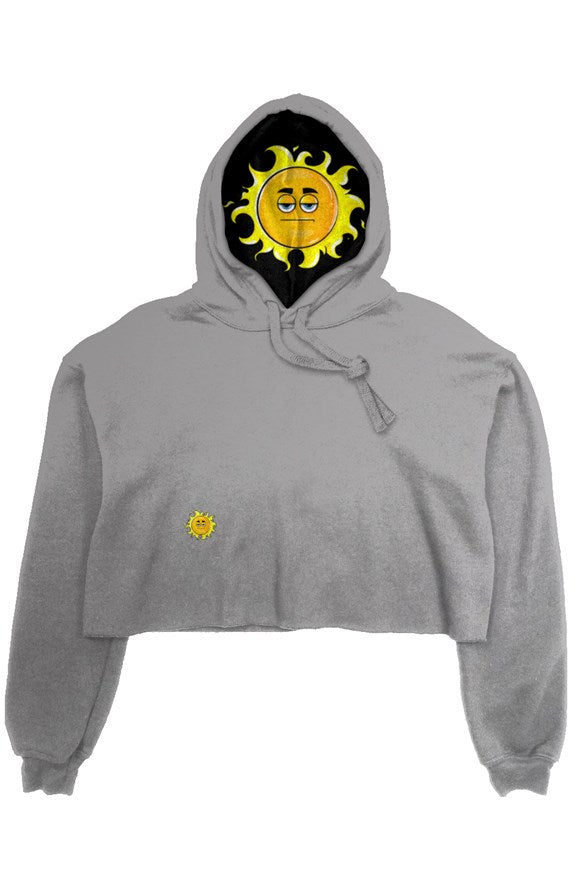 Light grey SUN crop fleece hoodie