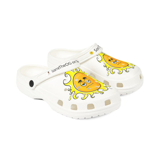 Sun EVA Clogs — White Foam Garden Shoes with 'Sun The Label' Design