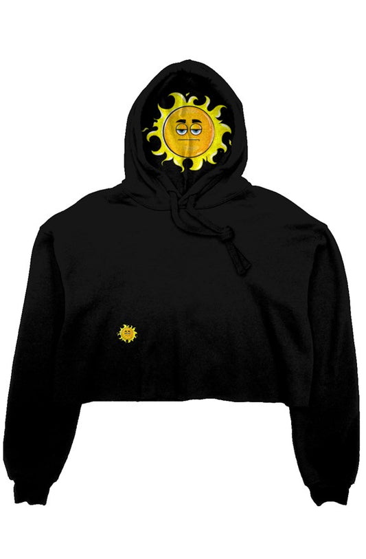 Black Sun crop fleece hoodie