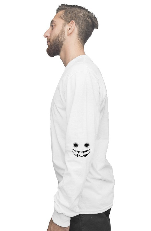Face 2 white long sleeve tee