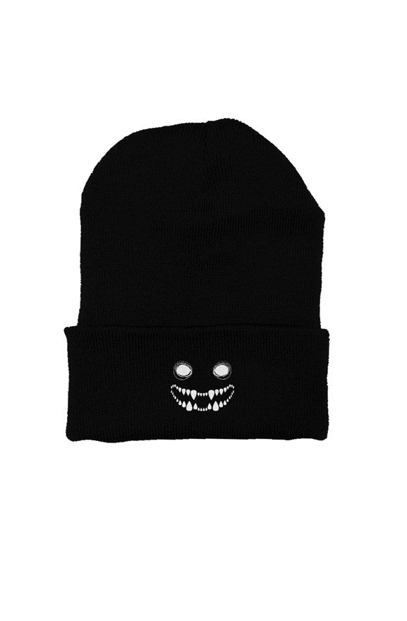 Face 2 black beanie